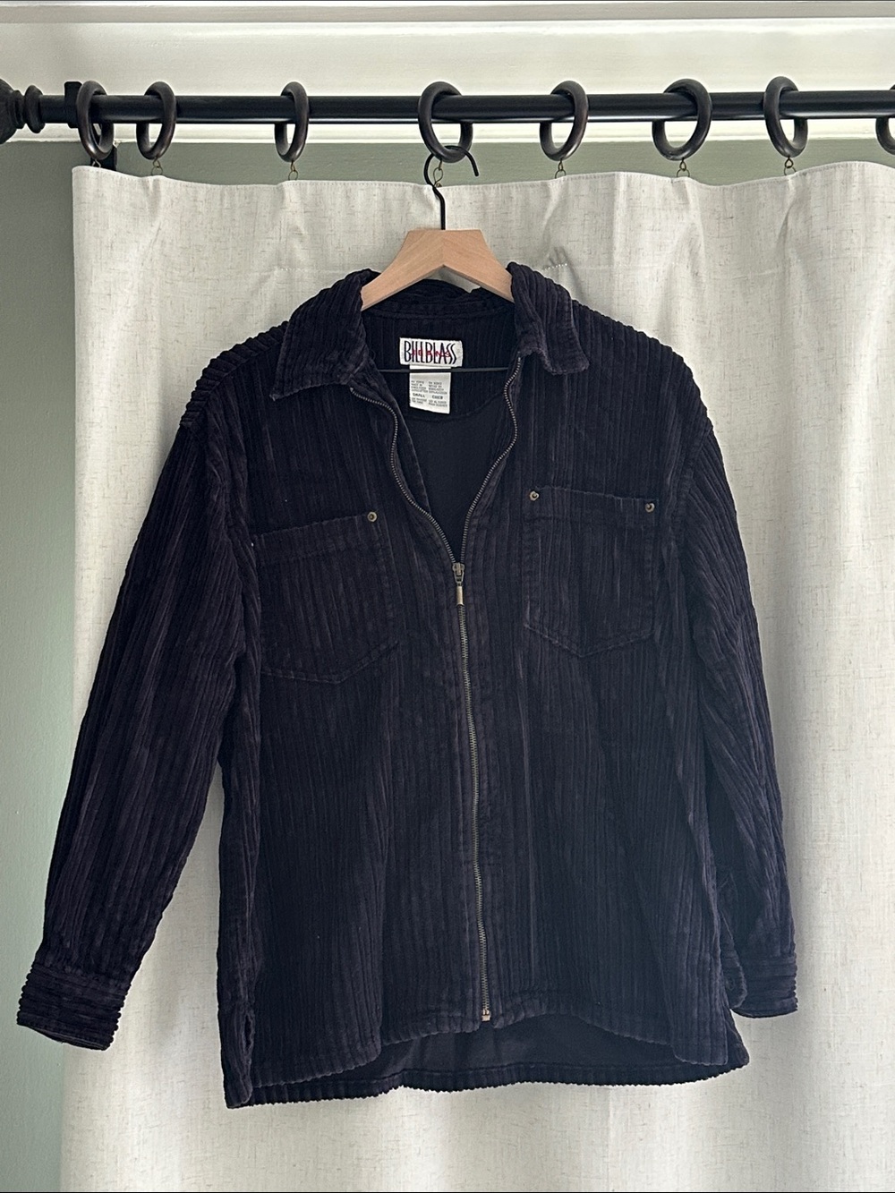 Bill Blass Vintage 90’s Navy Corduroy Zip-Up Shacket Women’s Small 100% Cotton